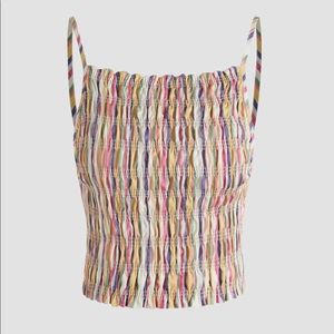 Retro Rainbow Spaghetti Strap Crop Tank Top